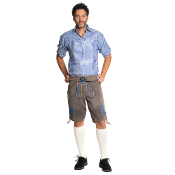 Lederhose Gaudi Short Brown/ Blue