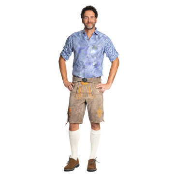 Lederhose Gaudi Short Brown/ Orange