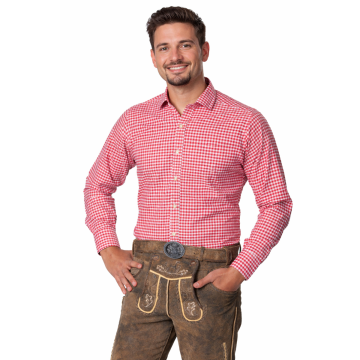 Trachtenhemd Leopold Rood Geblokt 