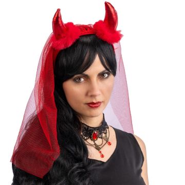 Red Devil Headband with Lace