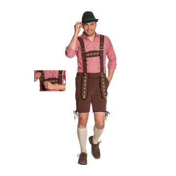 Lederhose Johann met Verstelbare Bretels Donkerbruin Kort