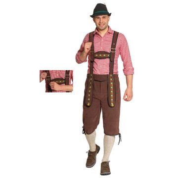 Lederhose Johann met Verstelbare Bretels Donkerbruin Lang