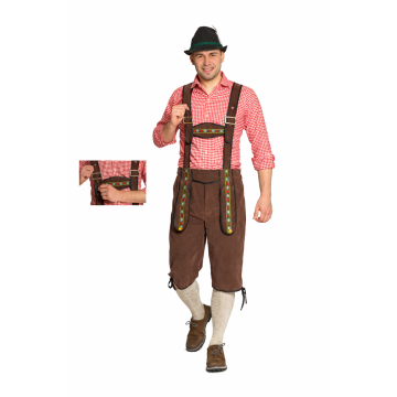 Lederhose Johann with Adjustable Suspenders Darkbrown Long