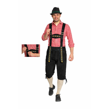 Lederhose Johann with Adj Suspenders Black Long