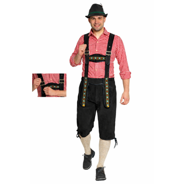 Lederhose Johann with Adj Suspenders Black Long