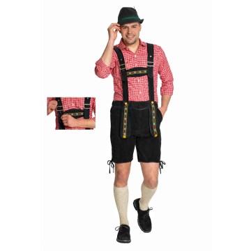 Lederhose Johann met Verstelbare Bretels Zwart Kort