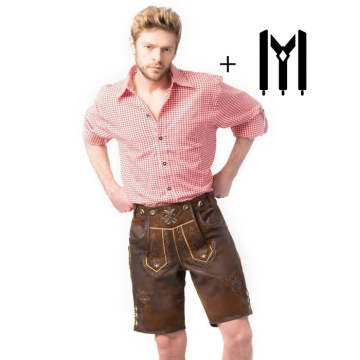 Lederhose Starnberg Kort Donkerbruin (Rundleer)