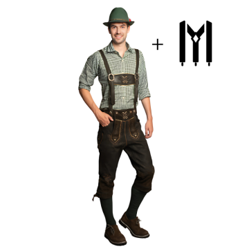 Lederhose Starnberg Long Darkbrown (Cow Leather)