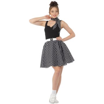 Black Polka Dot Skirt & Necktie