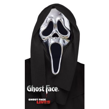 Ghost Face Hooded Chrome Mask Official Licence