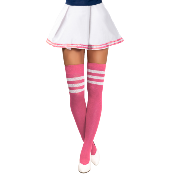 Cheerleader Knee Socks Neon Pink/White - 6 Pairs - One-Size