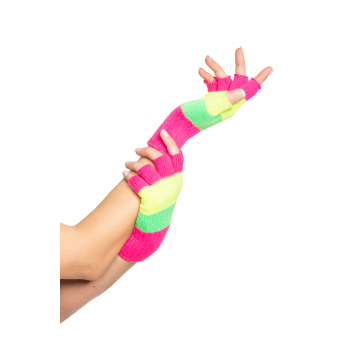 Vingerloze handschoenen Neon Pink/Geel/Groen - 6 Paar - One-Size