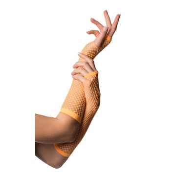 Vingerloze Handschoenen Lang Visnet Neon Oranje - 6 Pack