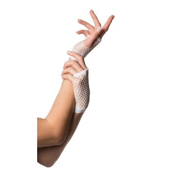 Vingerloze Handschoenen Kort Visnet Wit - 6 Pack