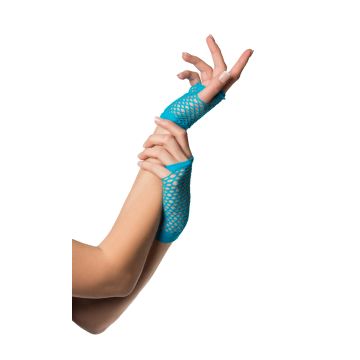 Vingerloze Handschoenen Kort Visnet Turquoise - 6 Pack