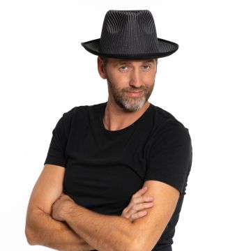 Gangster Hoed Zwart Gestreept Satijn - 6 Pack