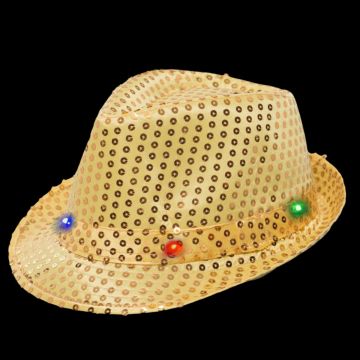 Spangles Hat Gold with light incl Battery