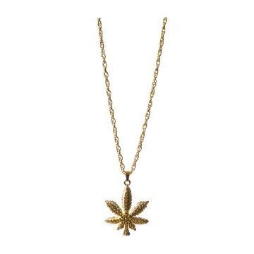 Weed Golden Necklace Metal