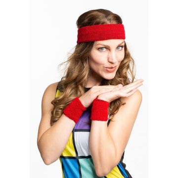 Red Set Headband/Wristbands - 6 Pack