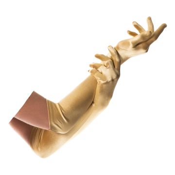 Nylon Handschoenen Goud Lang - 40 cm