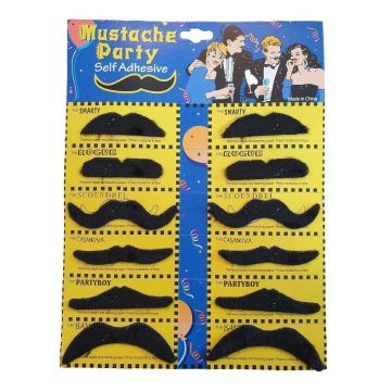 Mustaches Black - 12 pcs - 12 Pack