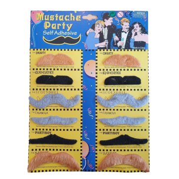 Mustaches Multicolor - 12 pcs - 12 Pack