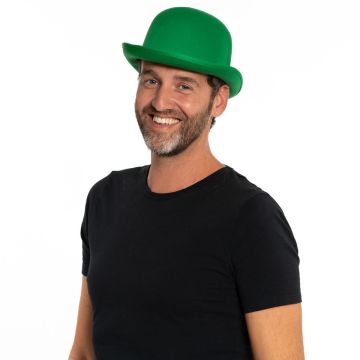 Bowler Hat Green Satin - 6 Pack