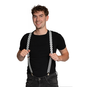 Suspenders Checkered Black/White 2,5 cm - 6 Pack