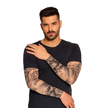 Tattoo Sleeves Skull Black White - 12 Pack