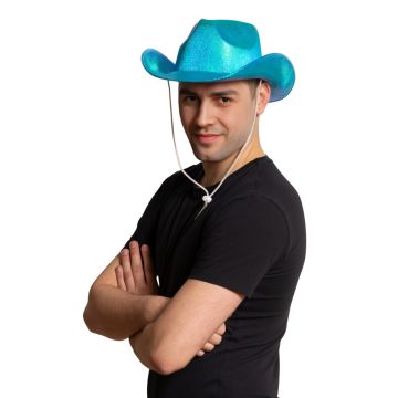 Cowboy Hat Shiny Turquoise - 6 Pack