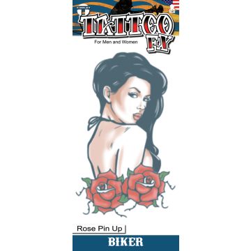 Biker Tattoos - Rose Pin Up - 6 Pack