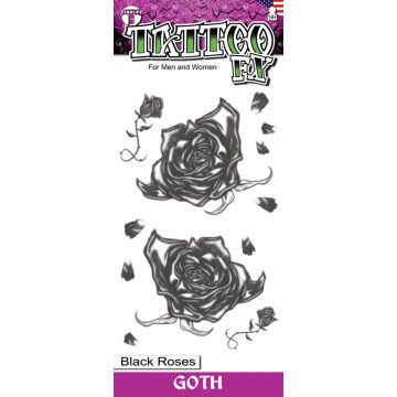 Goth Tattoos - Black Roses - 6 Pack
