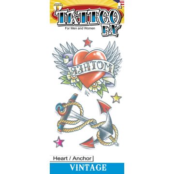 Vintage Tattoos - Heart/Anchor 1950 - 6 Pack