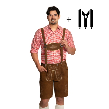 Lederhose Flachau Short Darkbrown