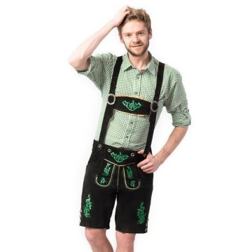 Lederhose Otto, Short Black/Green