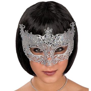 Mask with silver glitter 