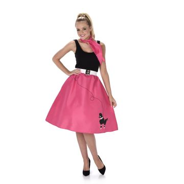 Dark Pink Poodle Skirt & Necktie