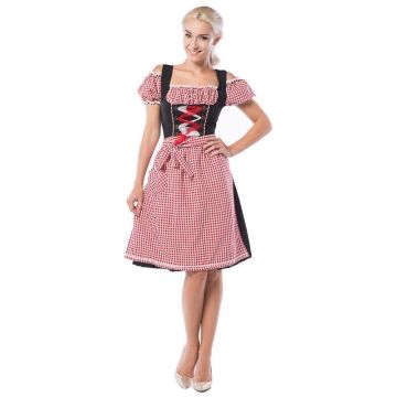 Oktoberfest Dress Anne-Ruth Long Red/Black