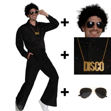 Disco Costume Black with Accessoiries