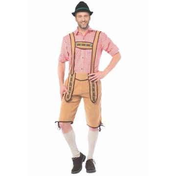 Lederhose Johann bruin lang
