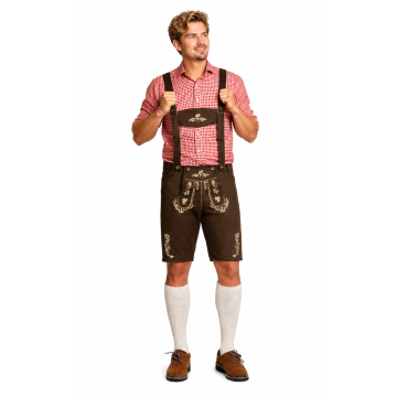 Lederhose Alpenclassic Short Brown