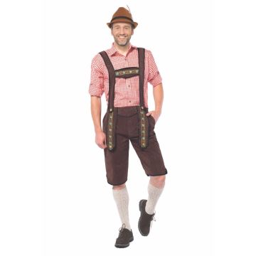 Lederhose Johann donkerbruin lang