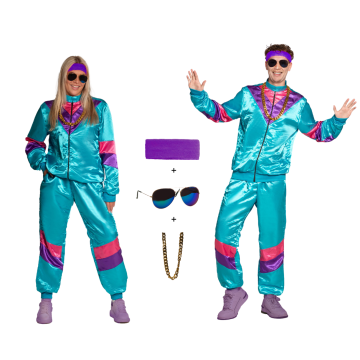 80's Trainingspak met Accessoires Blauw