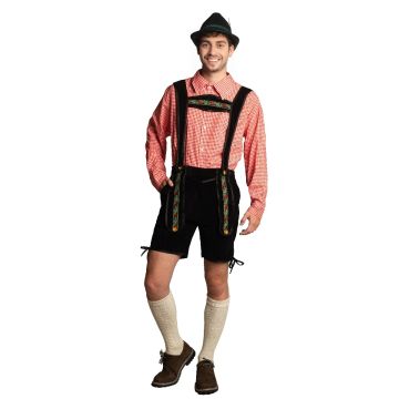 Lederhose Black Short + Shirt Red