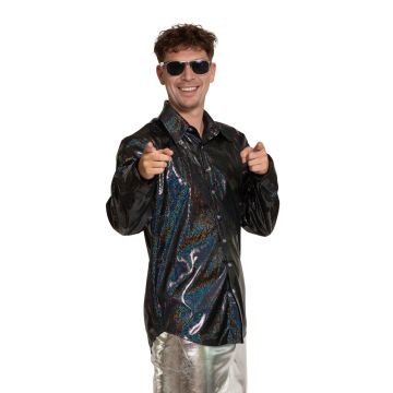 Shiny Disco Shirt Zwart