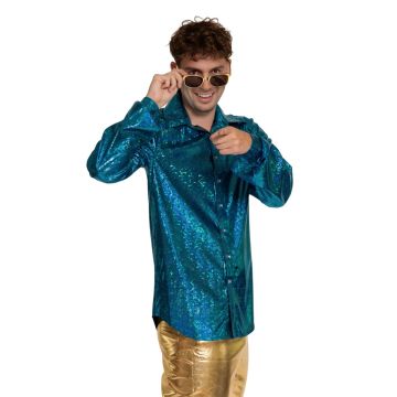 Shiny Disco Shirt Turquoise