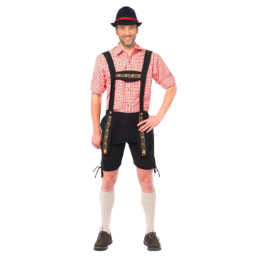 Lederhose Johann Zwart Kort