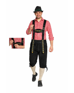 Lederhose Johann met Verstelbare Bretels Zwart Lang