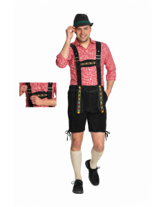 Lederhose Johann met Verstelbare Bretels Zwart Kort