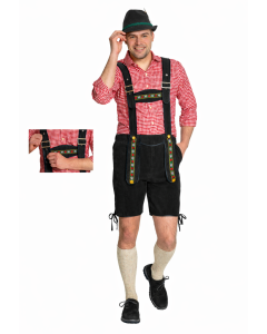 Lederhose Johann met Verstelbare Bretels Zwart Kort